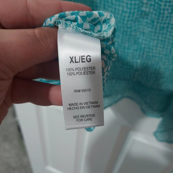Fever Teal Blue & White Double Layer Sleeveless Blouse in Size XL - Picture 11 of 11